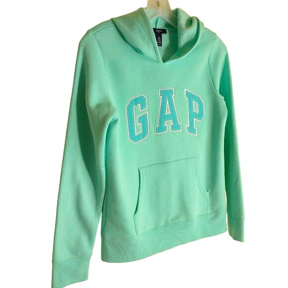 Gap kids Hooded Sweatshirt Youth Girls Sz XXL Blue Fleece Pullover Logo Pocket - Picture 5 of 10